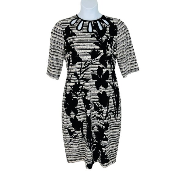 Christin Michaels Women's Size 14 Cut Out Neckline Black White Sheath Dr… - Picture 1 of 7